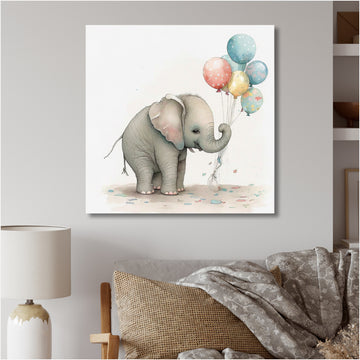 Grey Illustration Detailed Baby Elephant - Elephant Wall Decor